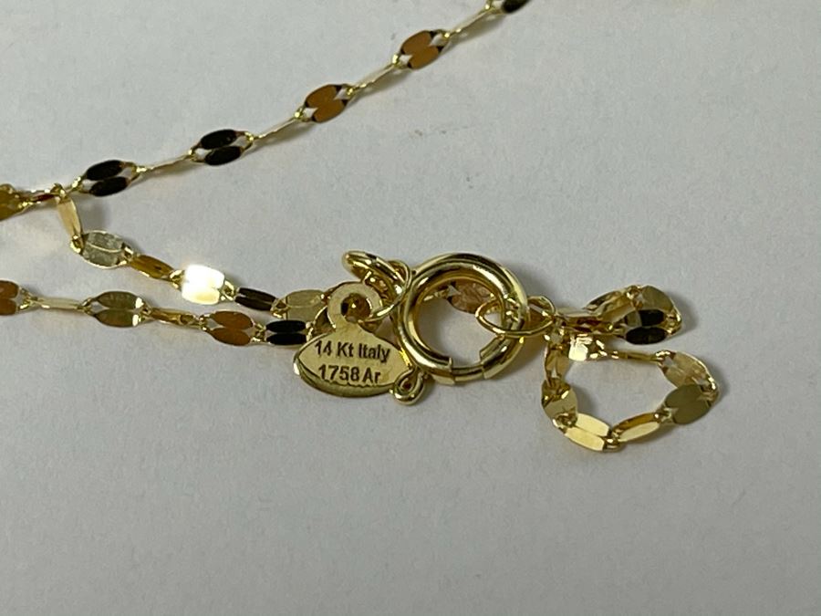 14K Gold Italian Necklace With 14K Gold Pendants 18L 1.9g [Photo 12]