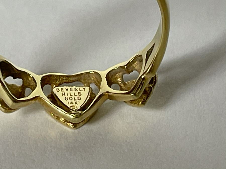 14K Gold Heart Design Ring By Beverly Hills Gold Size 6.25 2g [Photo 13]