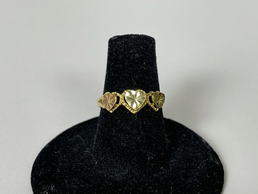 14K Gold Heart Design Ring By Beverly Hills Gold Size 6.25 2g [Photo 5]