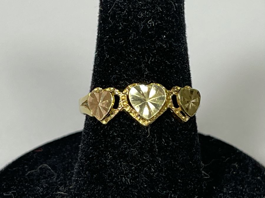 14K Gold Heart Design Ring By Beverly Hills Gold Size 6.25 2g [Photo 3]