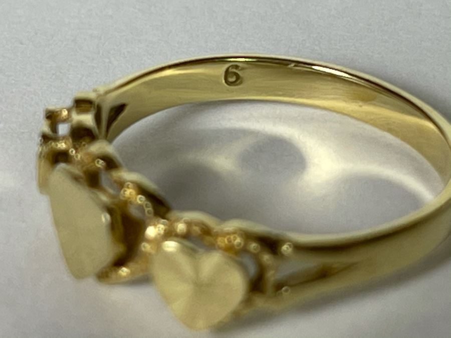 14K Gold Heart Design Ring By Beverly Hills Gold Size 6.25 2g [Photo 10]