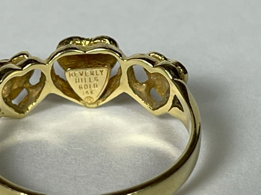 14K Gold Heart Design Ring By Beverly Hills Gold Size 6.25 2g [Photo 11]