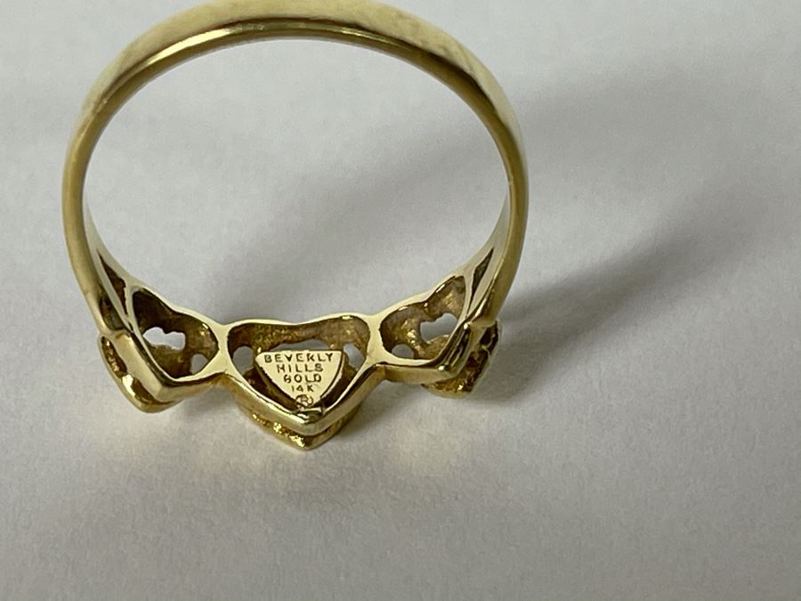14K Gold Heart Design Ring By Beverly Hills Gold Size 6.25 2g [Photo 12]