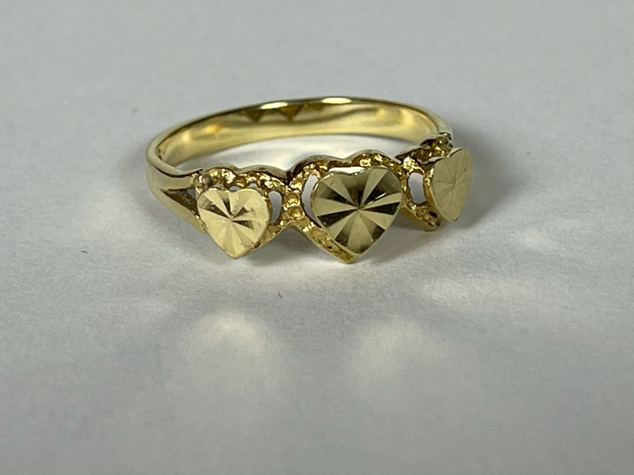 14K Gold Heart Design Ring By Beverly Hills Gold Size 6.25 2g [Photo 8]