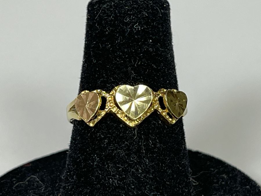 14K Gold Heart Design Ring By Beverly Hills Gold Size 6.25 2g [Photo 4]