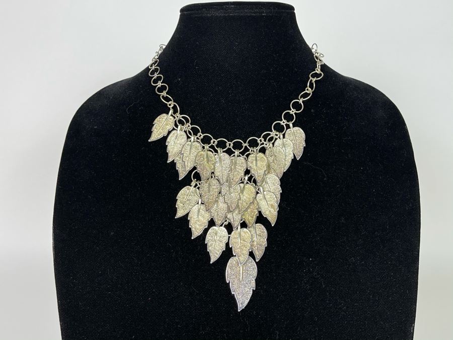 Sterling Silver Leaves Design Necklace By Rosaline 43.9g [Photo 3]