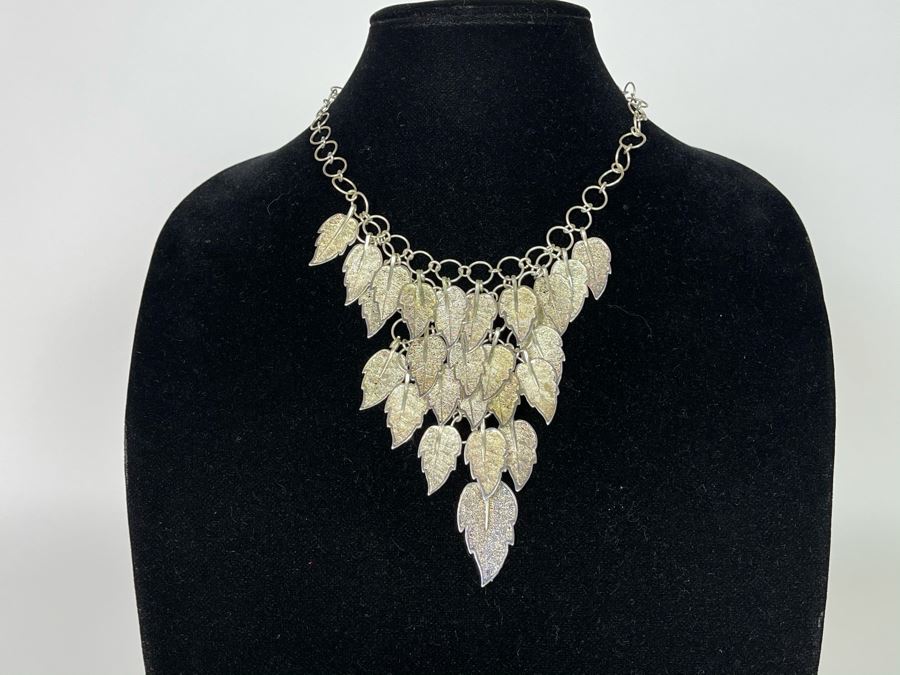 Sterling Silver Leaves Design Necklace By Rosaline 43.9g [Photo 2]