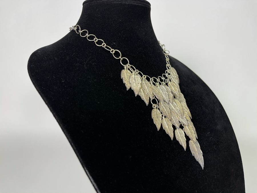 Sterling Silver Leaves Design Necklace By Rosaline 43.9g [Photo 6]