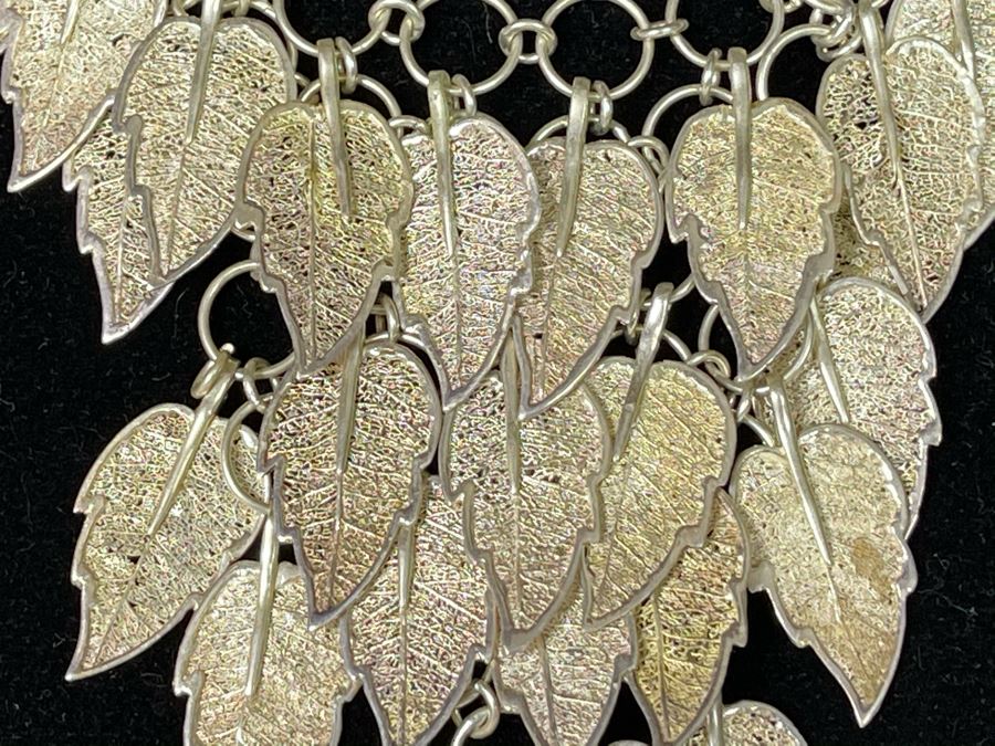 Sterling Silver Leaves Design Necklace By Rosaline 43.9g [Photo 4]