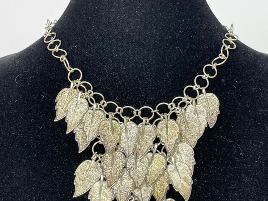 Sterling Silver Leaves Design Necklace By Rosaline 43.9g [Photo 5]