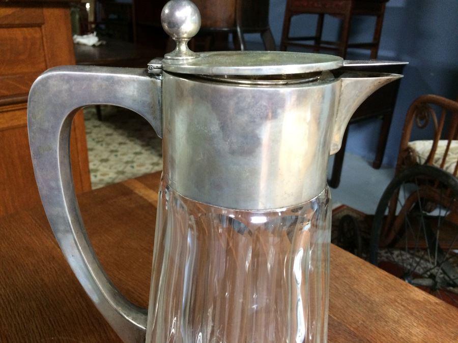 Magnificent H.J. Wilm Berlin Germany 800 Silver Glass Crystal Pitcher with Center Cyclinder [Photo 9]