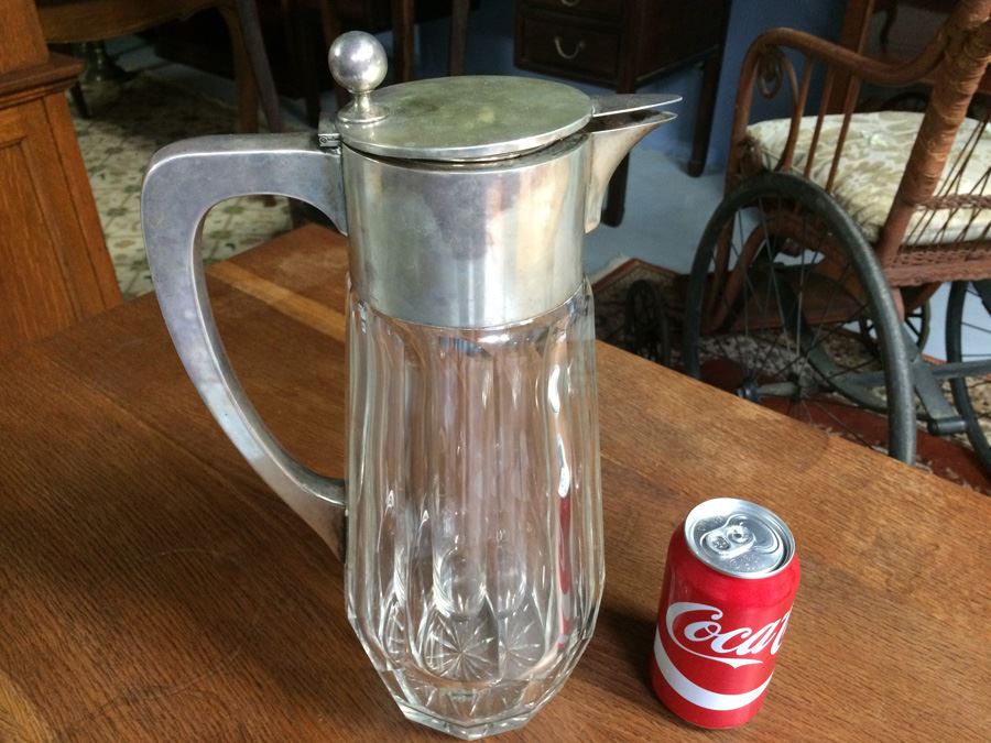 Magnificent H.J. Wilm Berlin Germany 800 Silver Glass Crystal Pitcher with Center Cyclinder [Photo 4]