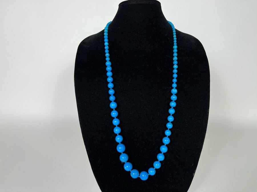 Graduated Turquoise Bead Necklace 32L [Photo 3]