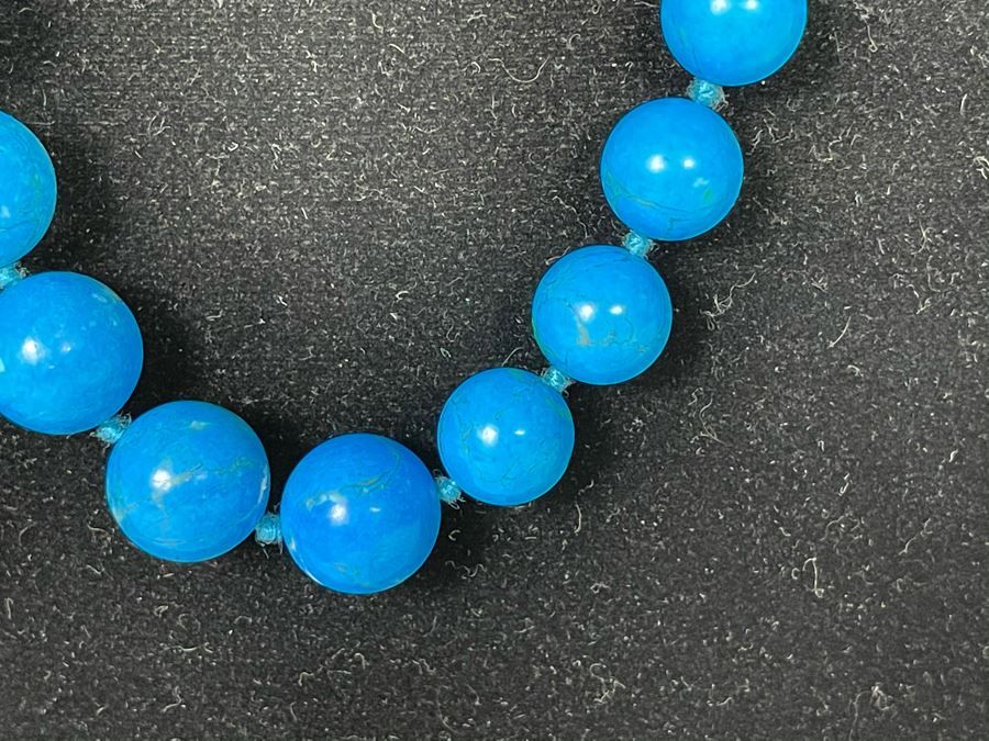 Graduated Turquoise Bead Necklace 32L [Photo 4]