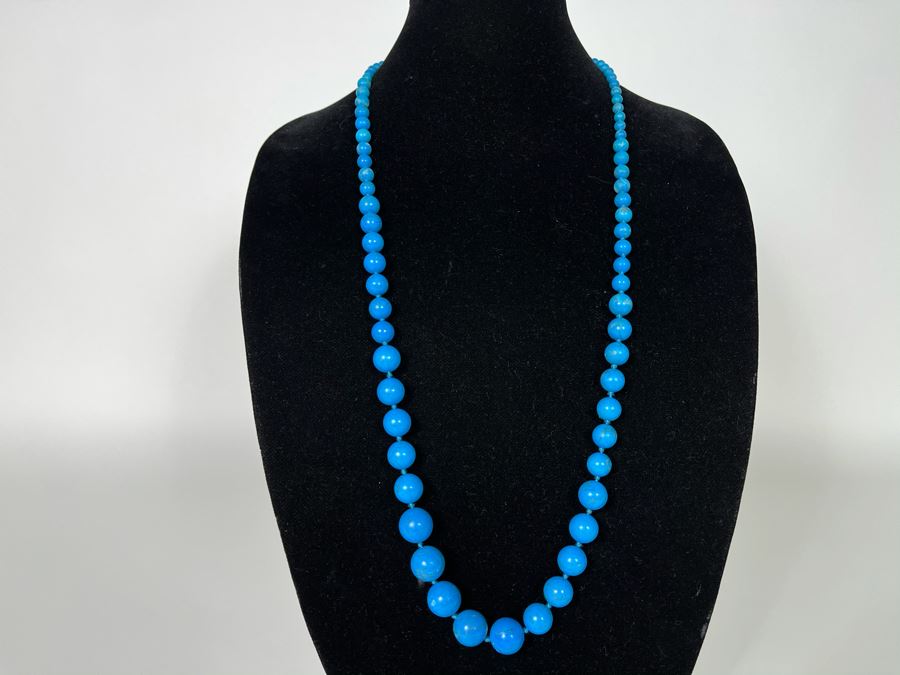 Graduated Turquoise Bead Necklace 32L