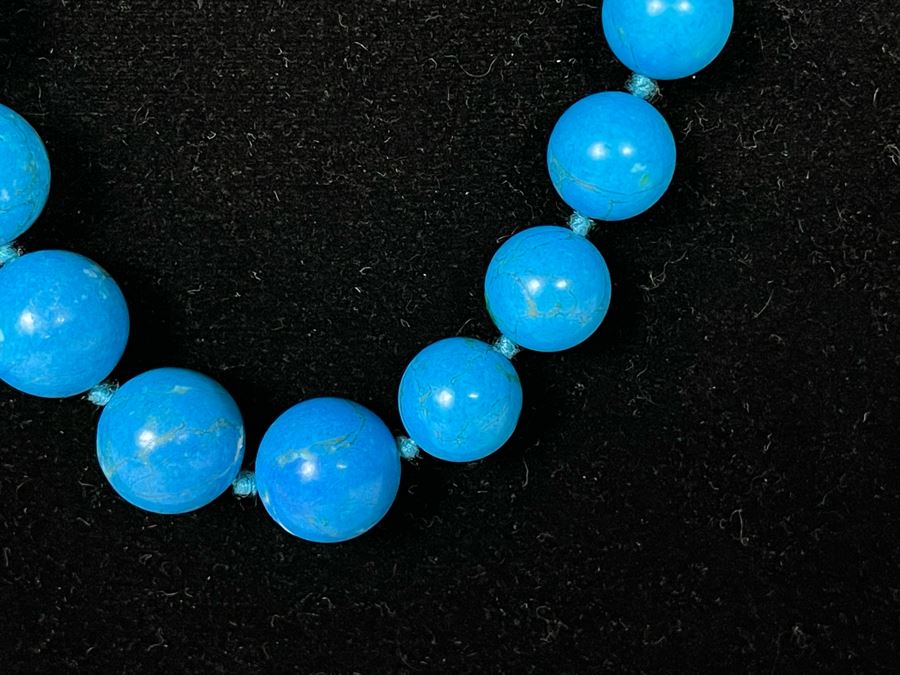 Graduated Turquoise Bead Necklace 32L [Photo 5]