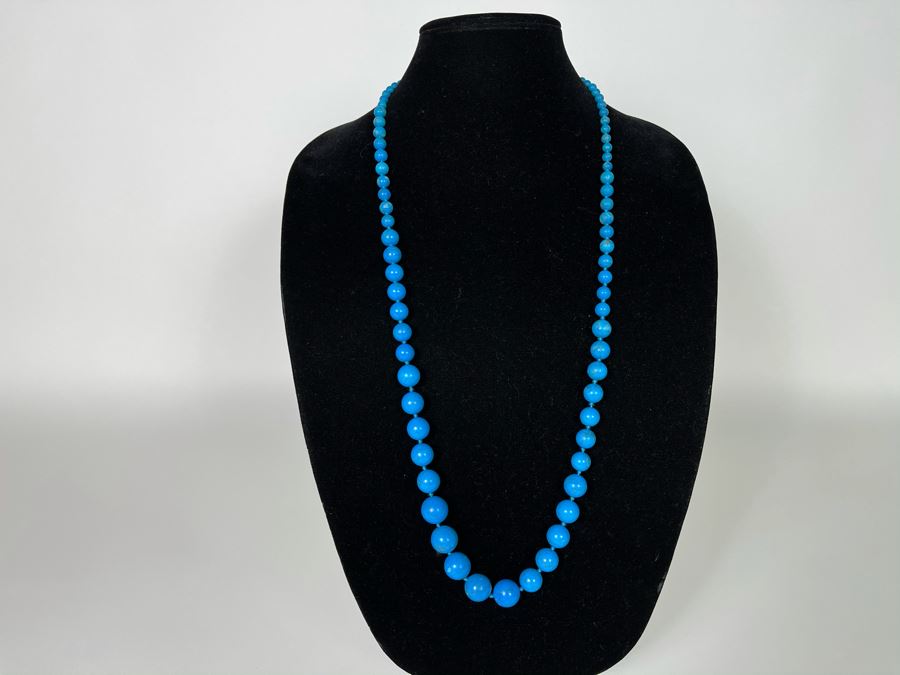 Graduated Turquoise Bead Necklace 32L [Photo 2]