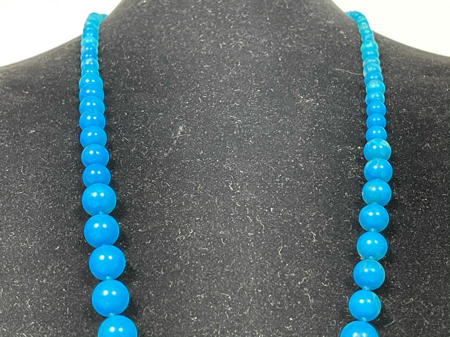Graduated Turquoise Bead Necklace 32L [Photo 6]