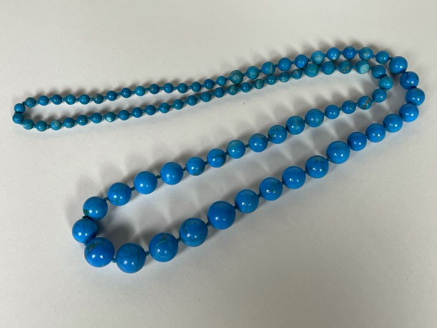 Graduated Turquoise Bead Necklace 32L [Photo 8]