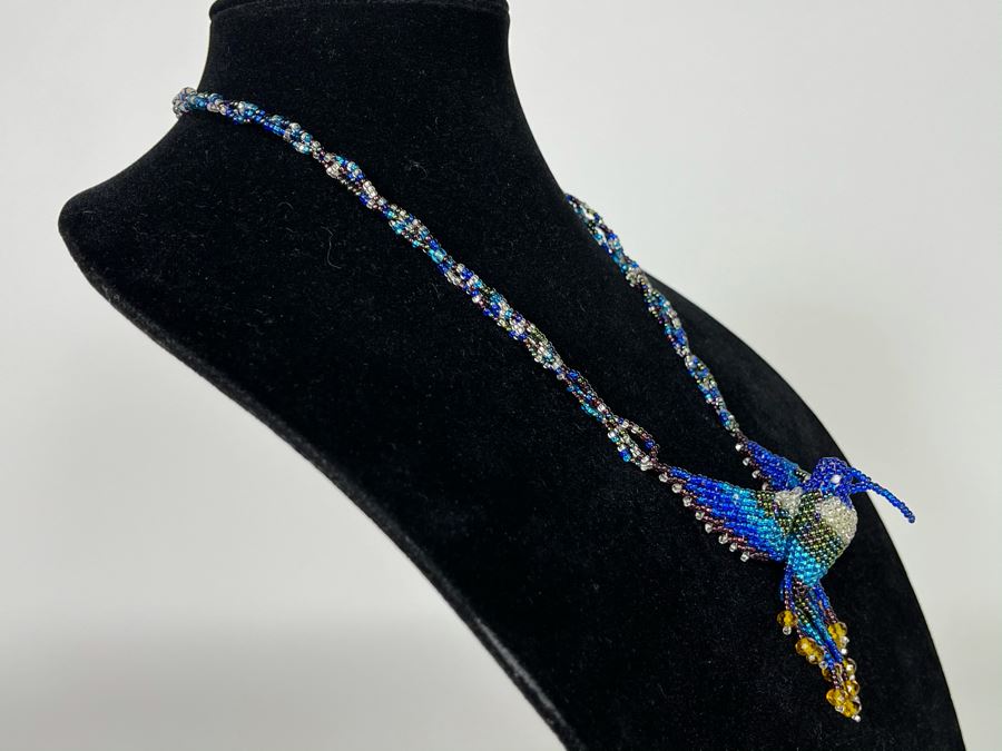 Hand Beaded Hummingbird Necklace 23L [Photo 3]