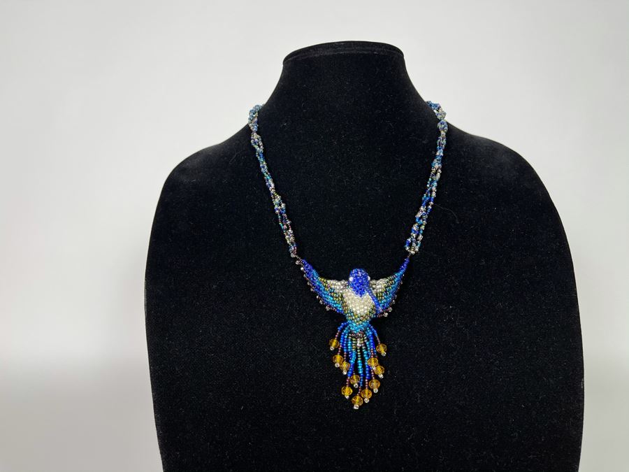Hand Beaded Hummingbird Necklace 23L [Photo 7]