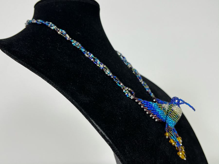 Hand Beaded Hummingbird Necklace 23L [Photo 4]