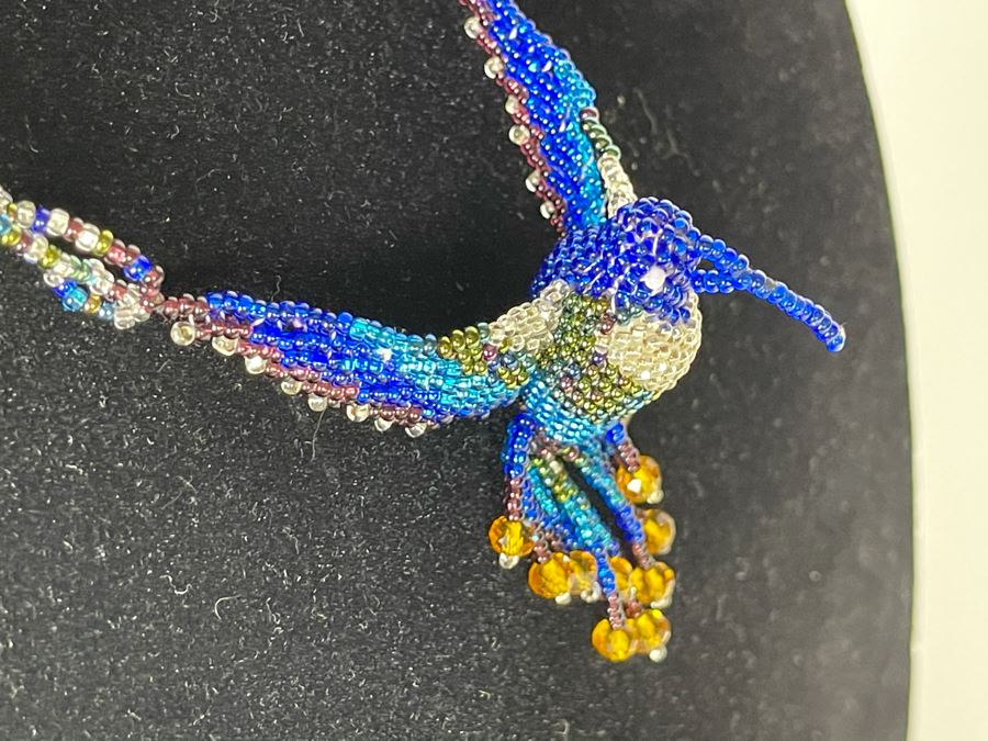 Hand Beaded Hummingbird Necklace 23L [Photo 6]