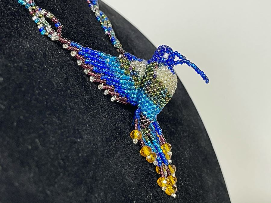 Hand Beaded Hummingbird Necklace 23L [Photo 5]