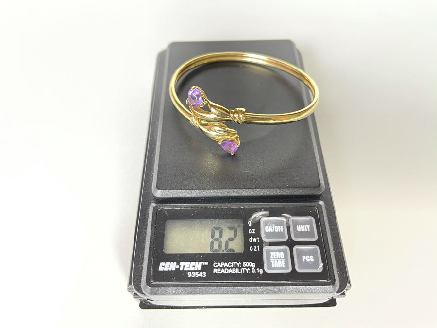 14K Gold Hands Holding Amethysts Bracelet 2.5W 8.2g [Photo 11]