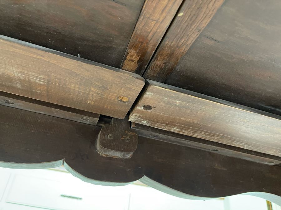 Antique French Dining Table With Parquetry Geometric Top - Has Two 18' Leaves - 76W (W/O Leaf) X 42D X 29.5H [Photo 12]