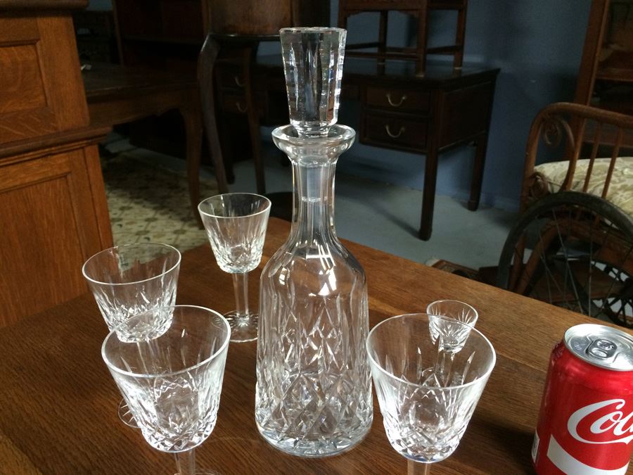 Waterford Crystal Decanter and (5) Stemware Glasses [Photo 4]