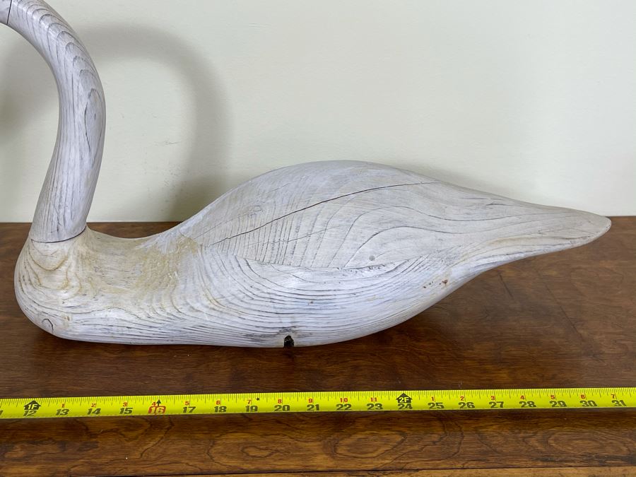 Signed Vintage 1999 Hand Carved Swan 31W X 9D X 13.5H [Photo 6]