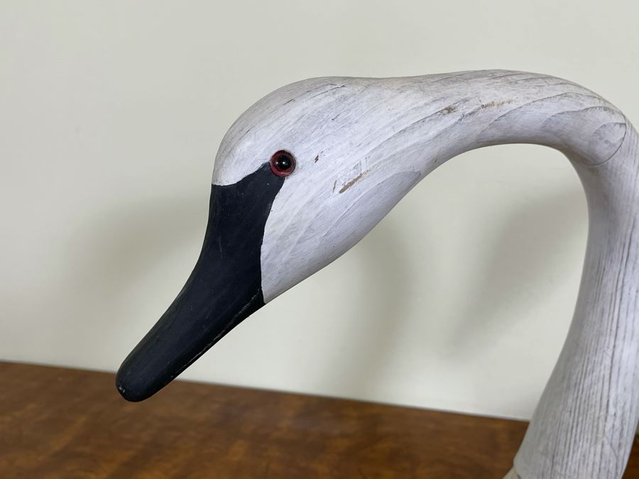 Signed Vintage 1999 Hand Carved Swan 31W X 9D X 13.5H [Photo 4]