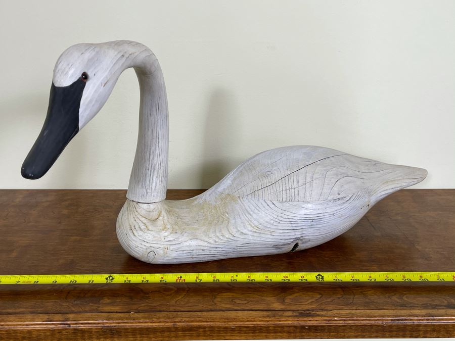 Signed Vintage 1999 Hand Carved Swan 31W X 9D X 13.5H [Photo 7]