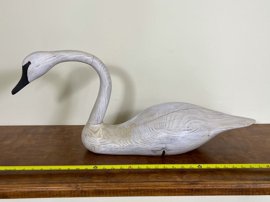 Signed Vintage 1999 Hand Carved Swan 31W X 9D X 13.5H [Photo 5]