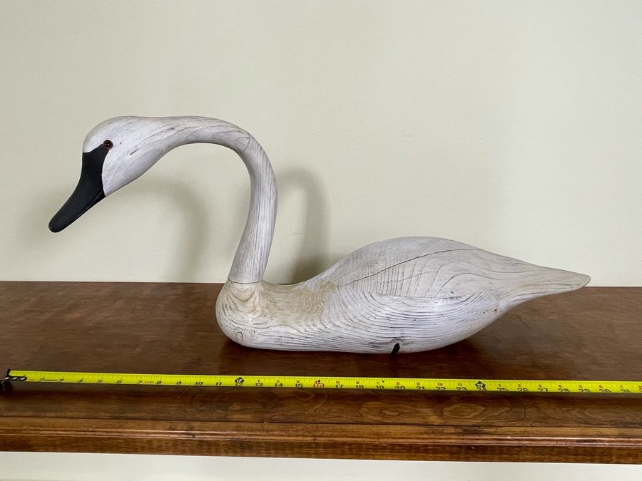 Signed Vintage 1999 Hand Carved Swan 31W X 9D X 13.5H [Photo 3]