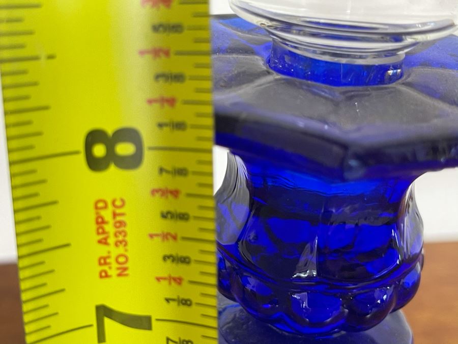 Pair Of Blue Glass Fish Dolphin Candlesticks Candle Holders 8H [Photo 4]