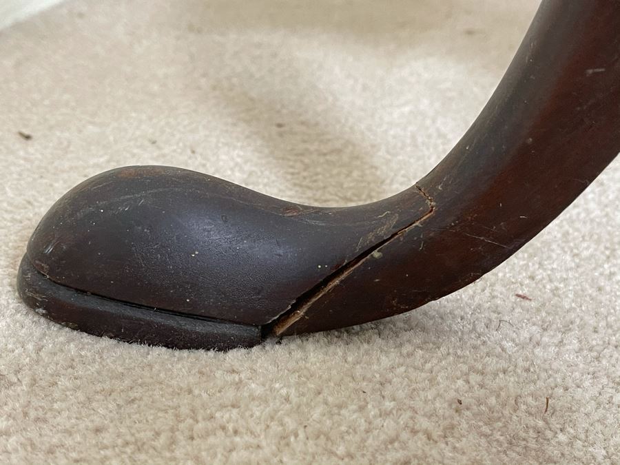 Antique Tilt Top Pedestal Table With Inlaid Shell Design (One Foot Has Been Repaired But Still Needs Attention) 26W X 19.5D X 28.5H [Photo 9]