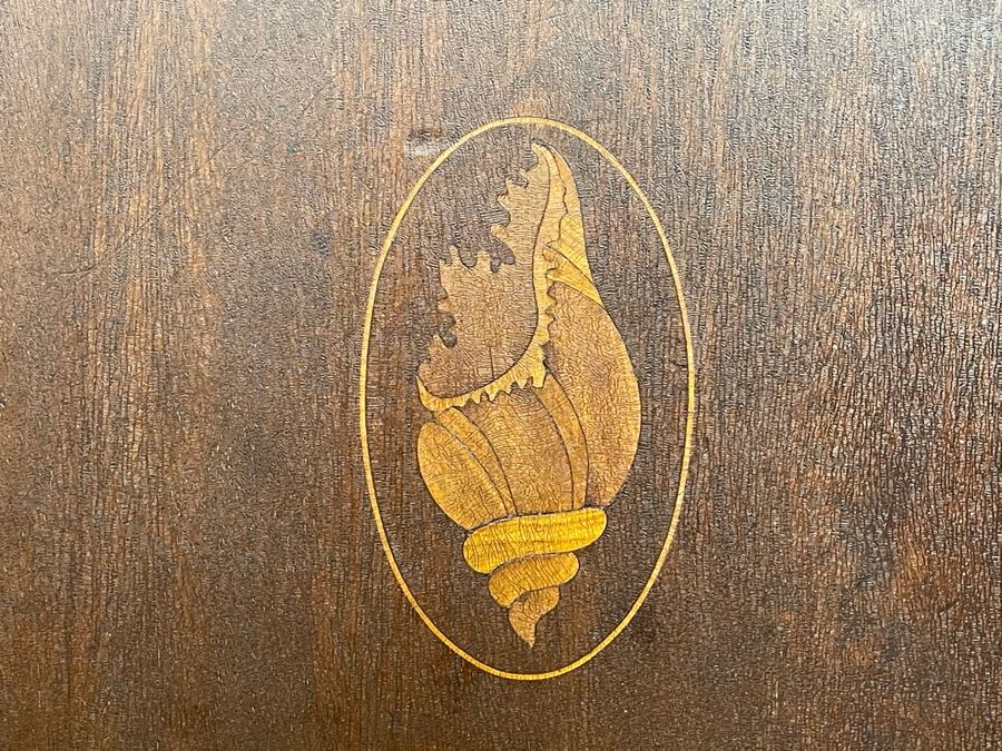 Antique Tilt Top Pedestal Table With Inlaid Shell Design (One Foot Has Been Repaired But Still Needs Attention) 26W X 19.5D X 28.5H [Photo 4]