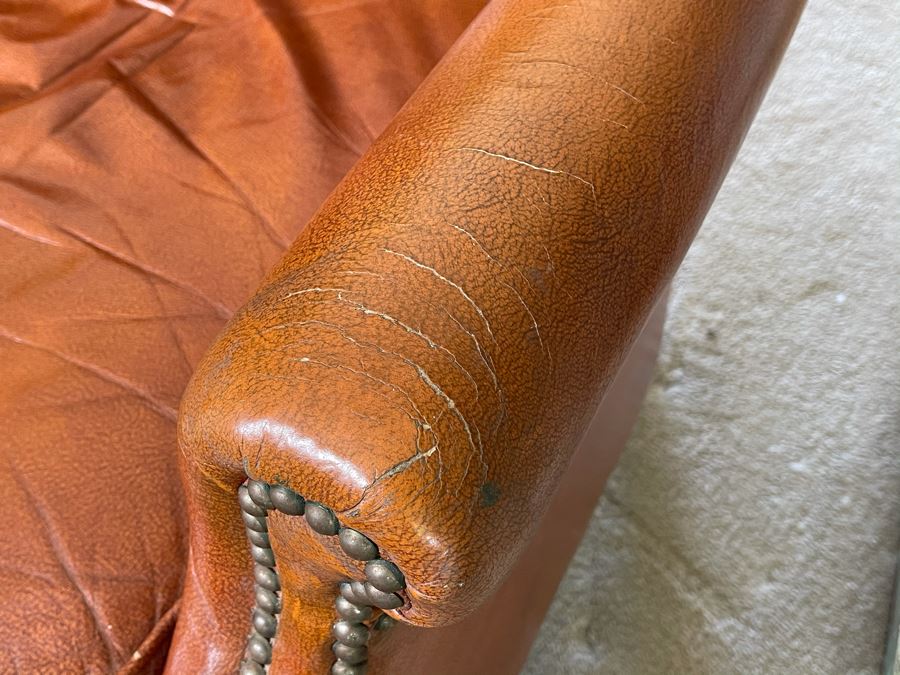 Vintage Tufted Leather Armchair With Ottoman By Century Furniture Hickory, NC [Photo 6]