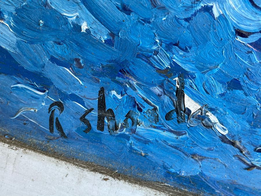 Original Reverse Painted Glass Nautical Sailboat Lighthouse Scene Signed Signature Illegible 38 X 24 [Photo 9]