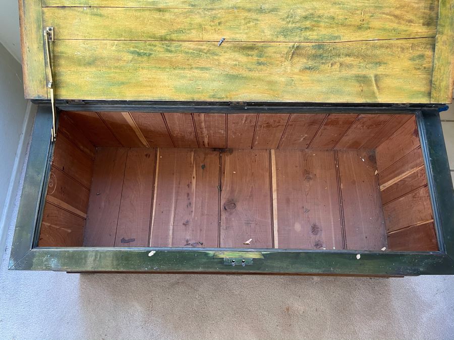 Antique Carved Wooden European Trunk Chest 'Welcome The Coming, Speed The Parting Gvest' 42W X 18D X 17H [Photo 24]