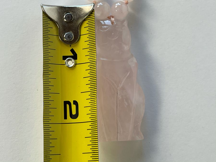 Rose Quartz Carved Cat Pendant And Rose Quartz Beaded Necklace 28'L [Photo 9]