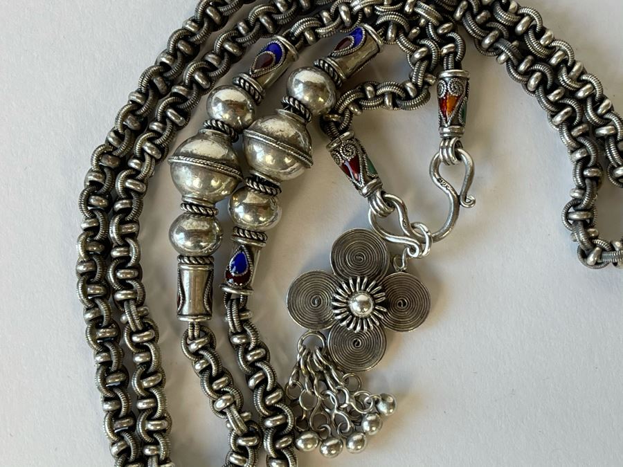 Vintage Chunky Sterling Silver Necklace Signed 93.5g [Photo 5]