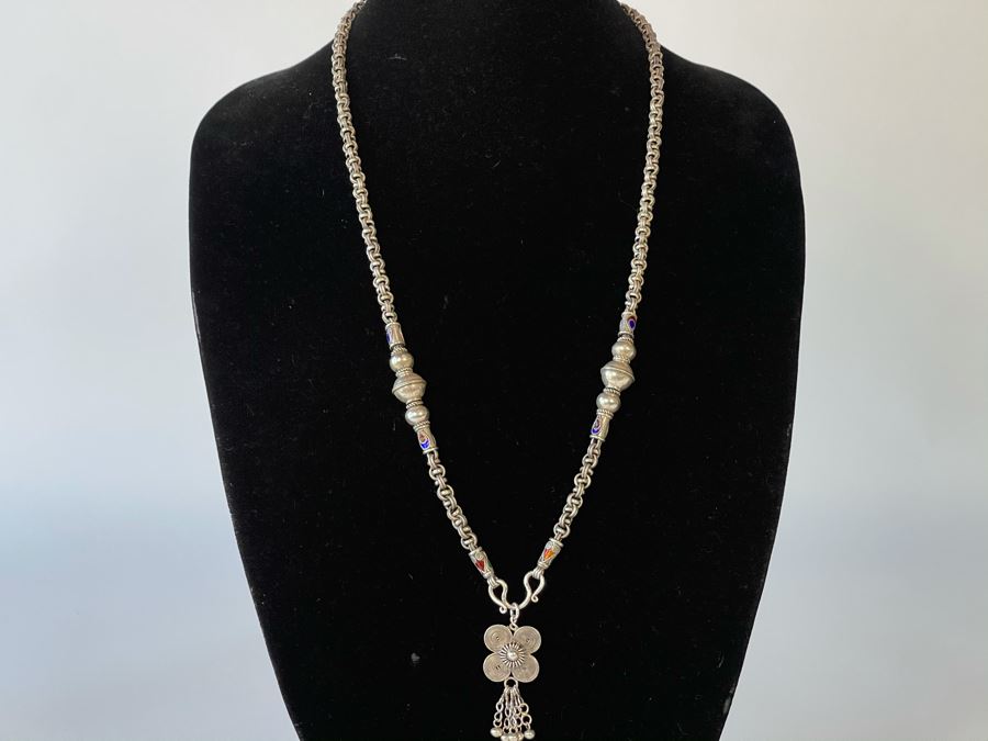 Vintage Chunky Sterling Silver Necklace Signed 93.5g [Photo 3]