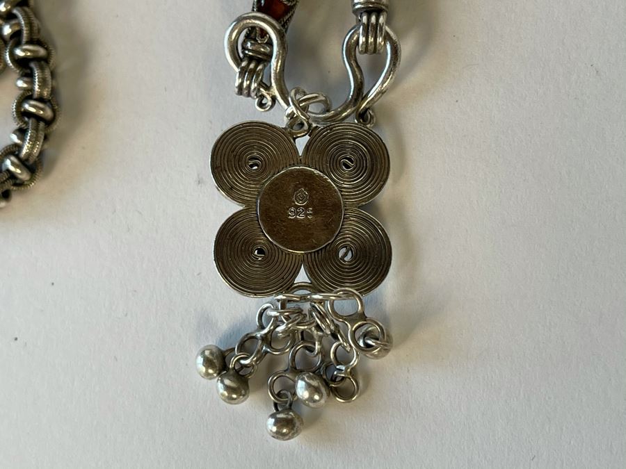 Vintage Chunky Sterling Silver Necklace Signed 93.5g [Photo 8]