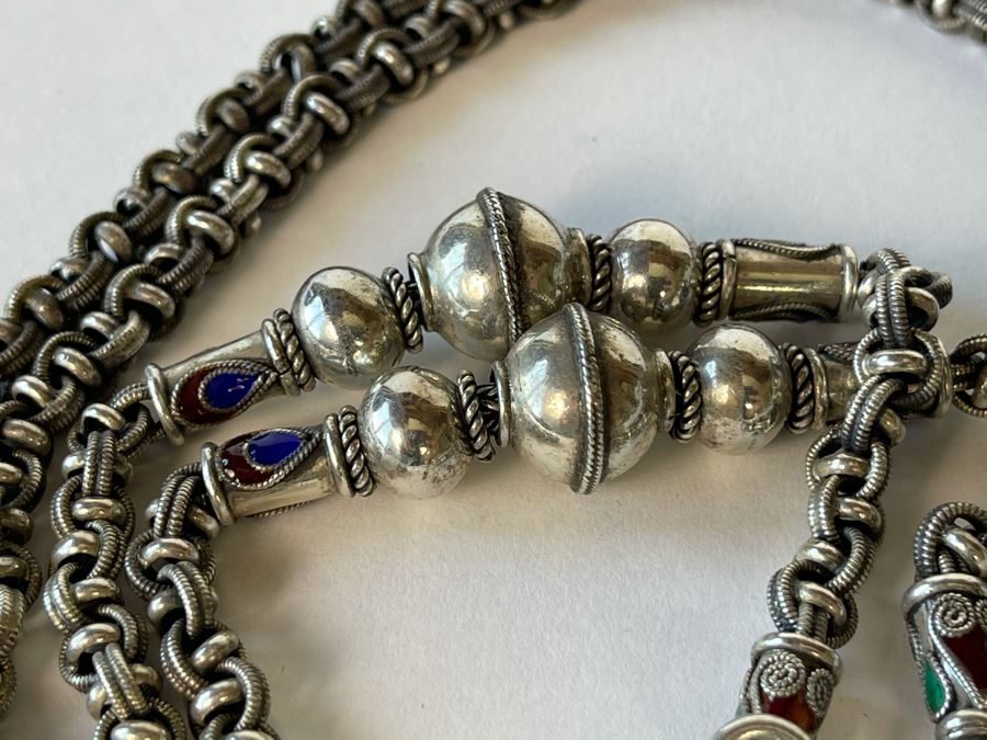 Vintage Chunky Sterling Silver Necklace Signed 93.5g [Photo 10]