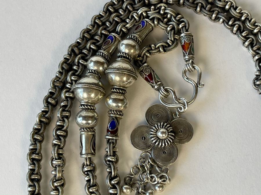 Vintage Chunky Sterling Silver Necklace Signed 93.5g [Photo 7]