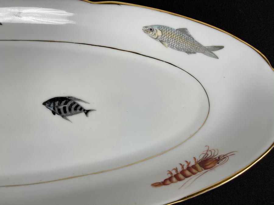 Porcelain Fish Platter Oval Plate 25 X 9 [Photo 8]