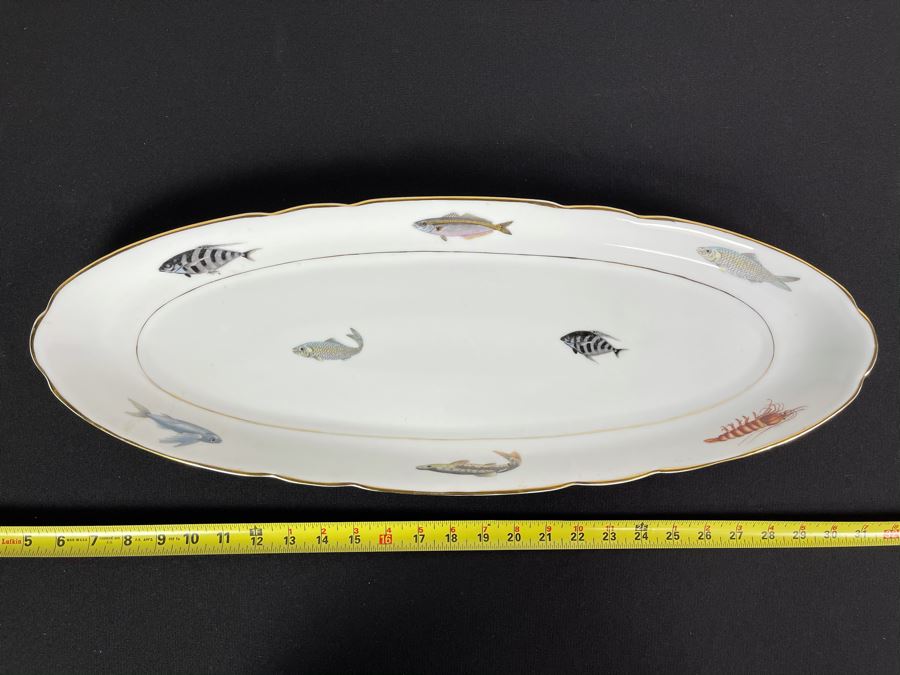 Porcelain Fish Platter Oval Plate 25 X 9 [Photo 2]
